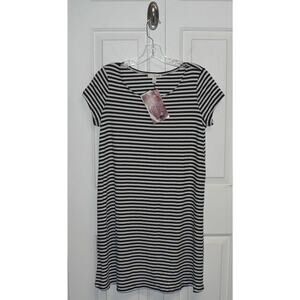 Love, Fire Girls Striped Skater Dress in Black & White Stripes Size 14
